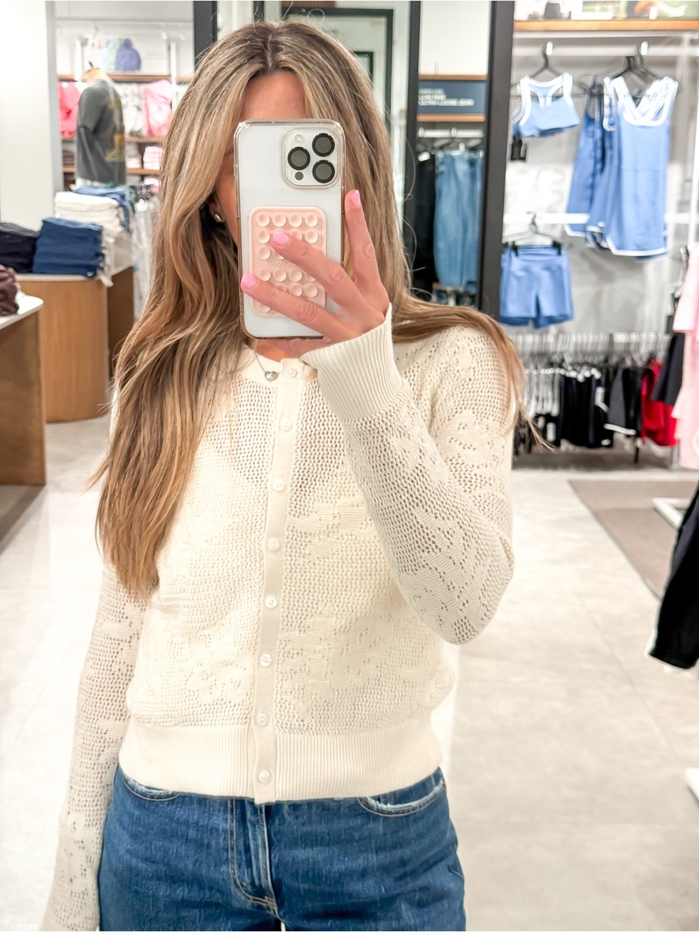 Abercrombie & Fitch Cream floral pattern Button-Up Cardigan